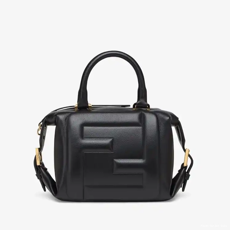 Affordable In Fendi Black Bag FF Cube Leather Mini Nappa 0627